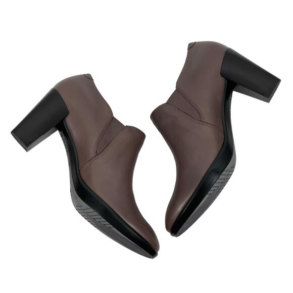Ecco Shape 55 Plateau Stack Ankle Boots Leather Dark Brown Size 41 - Picture 7 of 14